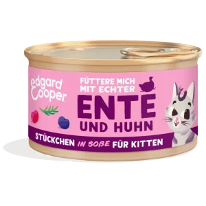 Edgard & Cooper Stückchen in Soße Kitten Freilaufente und Freilaufhuhn mit Blaubeeren, Cranberrys 85g
