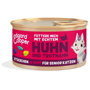 Edgard & Cooper Stückchen in Soße Senior Freilauftruthahn und Freilaufhuhn mit Blaubeeren, Nesselblätter 85g