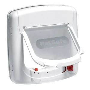 Elektronische Katzenklappe »Infrarot« Haustiertür · 175x168mm, weiß mit Teppichbezug - HaustierPro