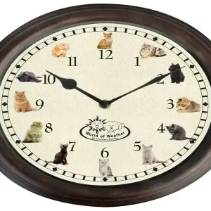 Esschert Gestantikung Uhr mit Katzengeräuschen für den Garten oder Balkon - HaustierPro