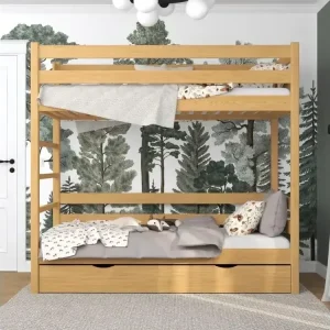 Etagenbett mit Schublade N03 Naturkiefer 90x200 - HaustierPro