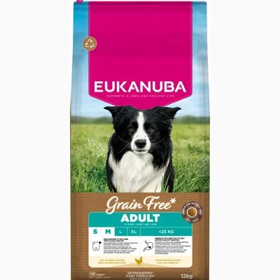 Eukanuba Grain Free Adult Small & Medium mit Huhn 12 kg