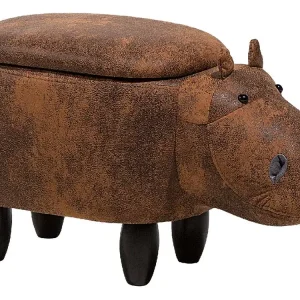 Faux Aus leder Storage Animal Stool Brown HIPPO - HaustierPro