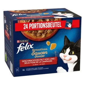 Felix "Sensations" Pouches 24 x 85 g Geschmacksvielfalt vom Land in Sauce