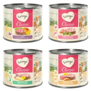 Feringa Classic Meat Menü Kitten 6 x 200 g Mixpaket (2x Huhn, 1x Pute, 2x Kaninchen, 1x Lachs)