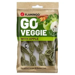 Flamingo Hundesnack Veggie Zahnbürste mit Apfel grün Maße: 7,5 x 1,5 x 1,3 cm