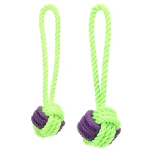 Flamingo Hundespielzeug Gropa Zerrseil & Knotenball grün/violett Maße: 25 x 6,7 x 6,3 cm