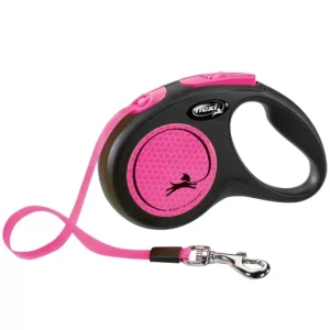 Flexi New Classic Neon Gurt-Roll-Leine S / Pink