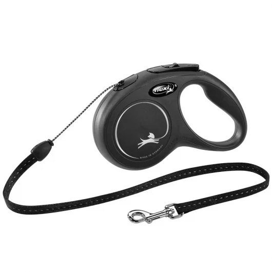 FLEXI Rollleine New CLASSIC Seil - 5m, bis 20kg Schwarz