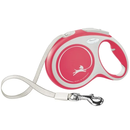 FLEXI Rollleine New COMFORT Gurt - 5m, bis 15kg Rot