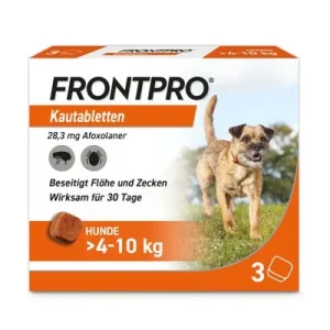 Frontpro Kautablette gegen Zecken und Flöhe, für Hunde >4 bis 10 kg 3 Tabletten