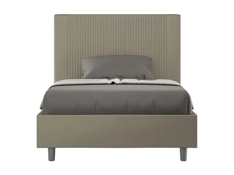 GepolstertesBett ohne Lattenrost 140x200 mit Kunstlederbezug Cappuccino Goya - HaustierPro