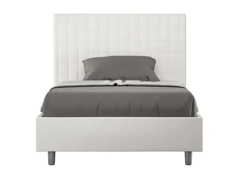 GepolstertesBett ohne Lattenrost 140x200 mit Kunstlederbezug Weiß Sunny - HaustierPro