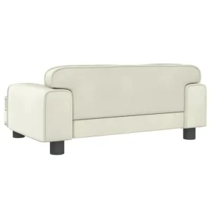 Geräuscharmes Kunstleder Hundebett Creme 70x45x30 cm Samt - HaustierPro