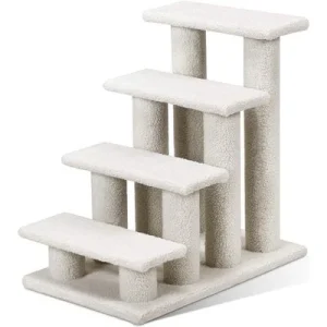 GIANTEX 4-Stöckige Katzentreppe Mit Kratzbaum Und Spielbereich Weiß