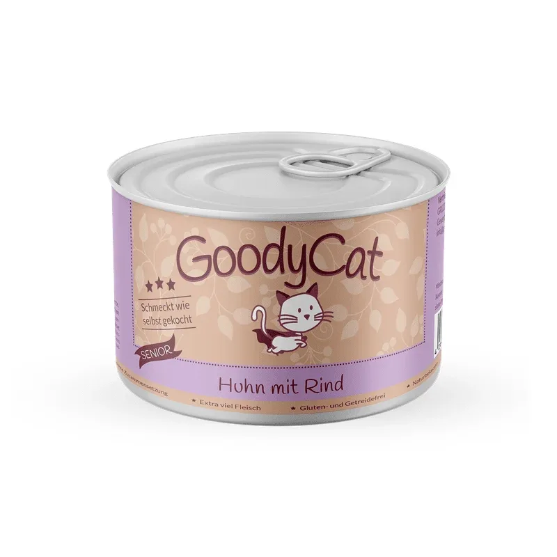 GoodyCat Dose Senior Huhn mit Rind, Ente, Süßkartoffel & Tomate