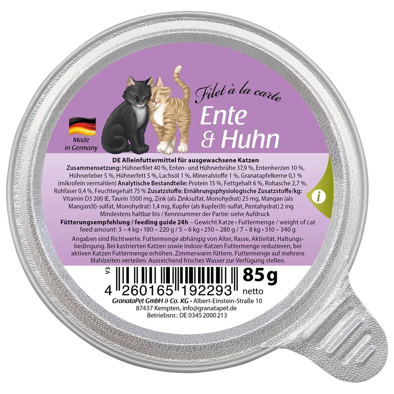GranataPet Filet à la carte Ente & Huhn 85 g
