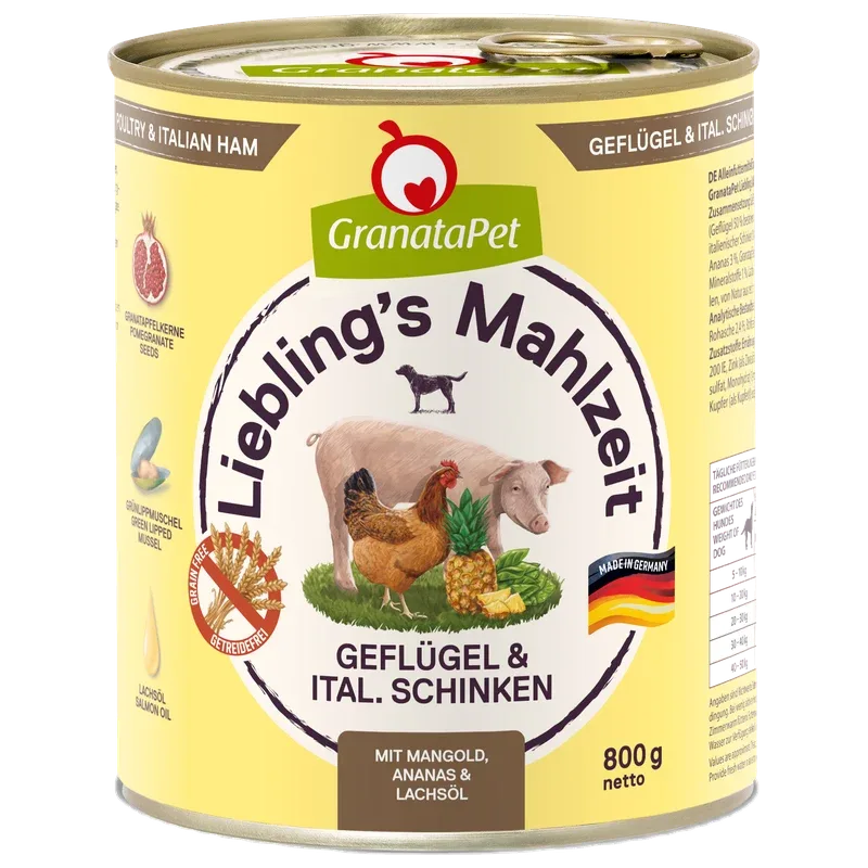 GranataPet Liebling's Mahlzeit Geflügel & italienischer Schinken 800 g