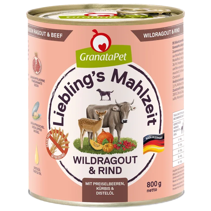 GranataPet Liebling's Mahlzeit Wildragout & Rind 800 g