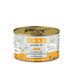 Grau Hund Geflügel mit Pastinake/Brokkoli