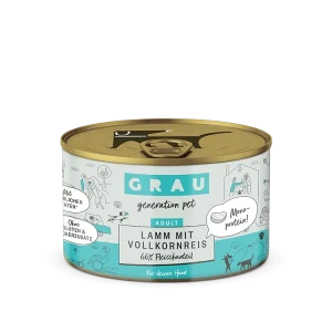 Grau Hund Lamm mit Vollkornreis