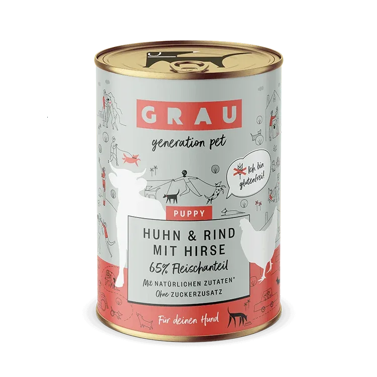 Grau Hund Puppy/Junior mit Huhn, Rind und Hirse - Image 2
