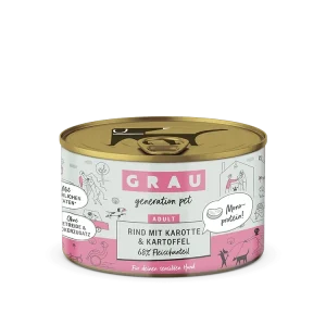 Grau Hund Rind mit Karotte & Kartoffel