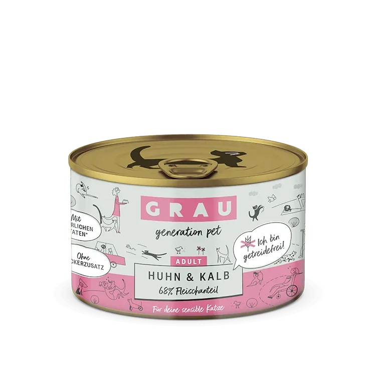Grau Katze Huhn & Kalb