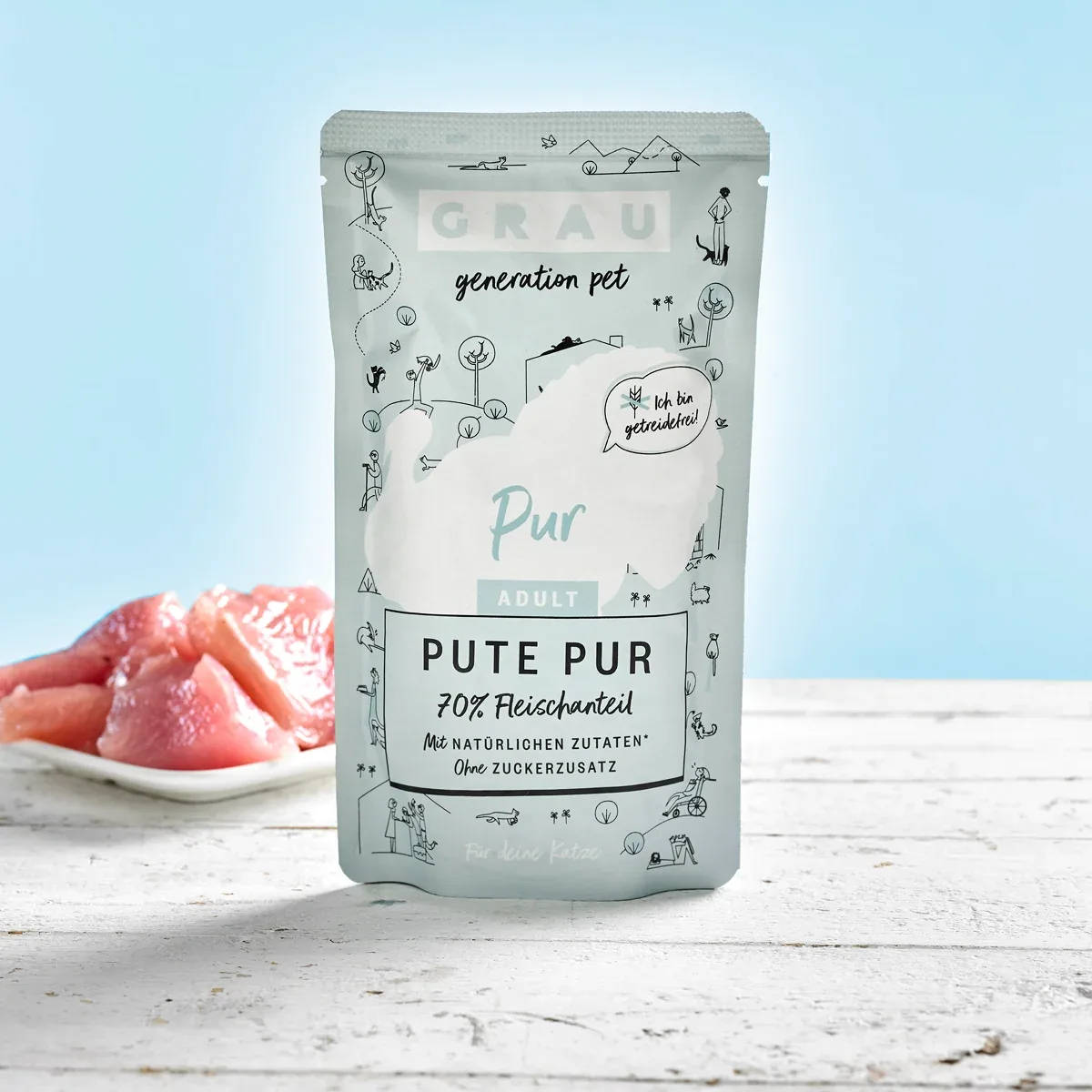 Grau Katze Pouch Beutel Pute pur - Image 2