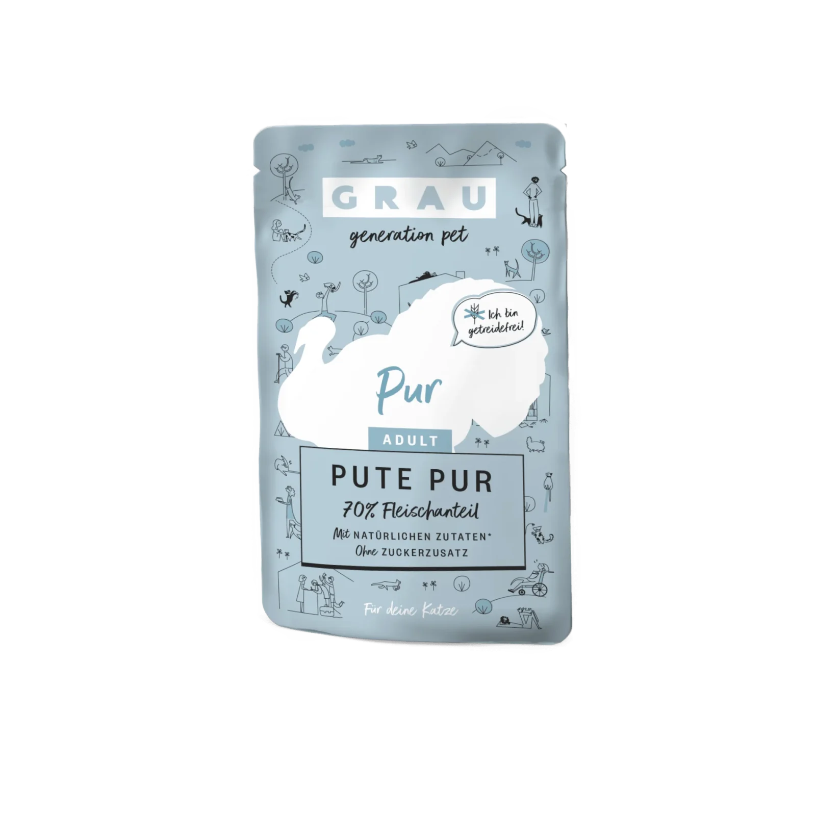 Grau Katze Pouch Beutel Pute pur