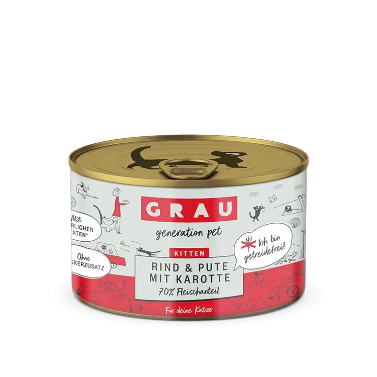 Grau Kitten Rind, Pute & Karotte