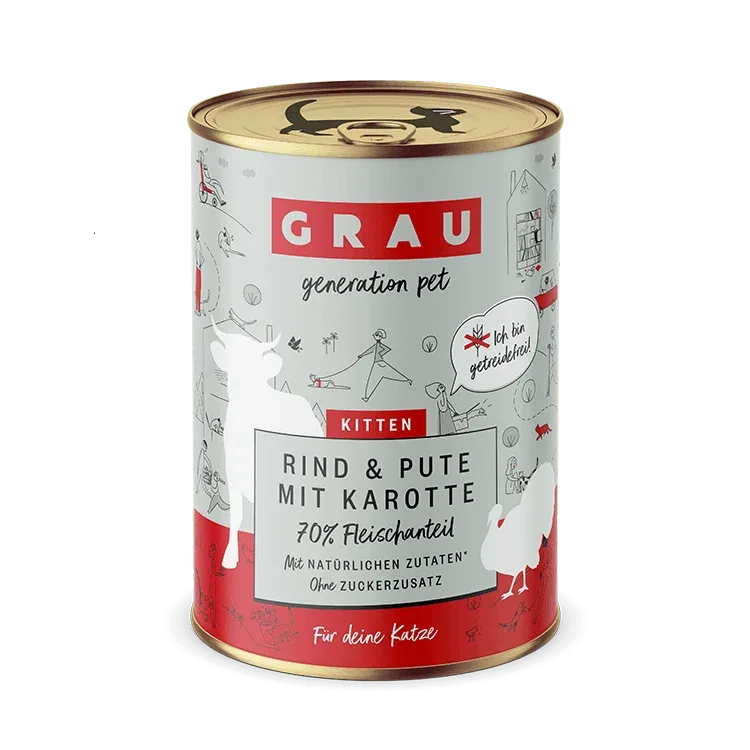 Grau Kitten Rind, Pute & Karotte - Image 2