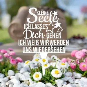 Gravierter Grabstecker "Kleine Seele ich lasse Dich gehen ich weiß wir werden uns wiedersehen" - HaustierPro