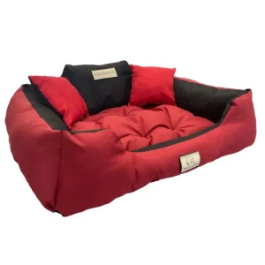 Großes Hunde-, Katzenbett 75 x 65 Rot - Kingdog Größe M für Hundesofa & Auto - HaustierPro
