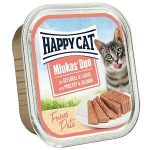 Happy Cat Minkas Schale Duo Geflügel & Lachs Paté 100 g
