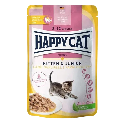 Happy Cat PB Young Meat in Sauce Kitten & Junior Land Geflügel 85 g
