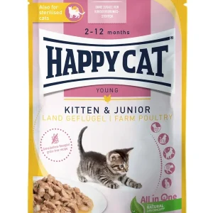 HAPPY CAT Young Meat in Sauce Kitten & Junior Land-Geflügel 85g | DAS FUTTERHAUS
