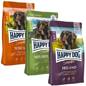 Happy Dog Supreme Kulinarische Weltreise 3 x 4 kg Toscana, Neuseeland, Ireland