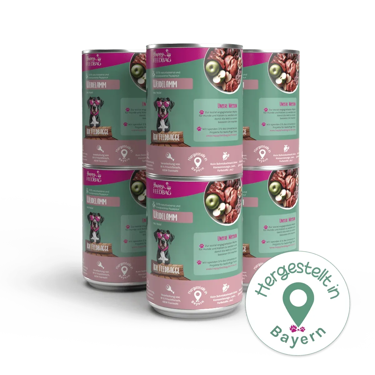 HappyFeedbag naturbasiertes Weidelamm mit Apfel