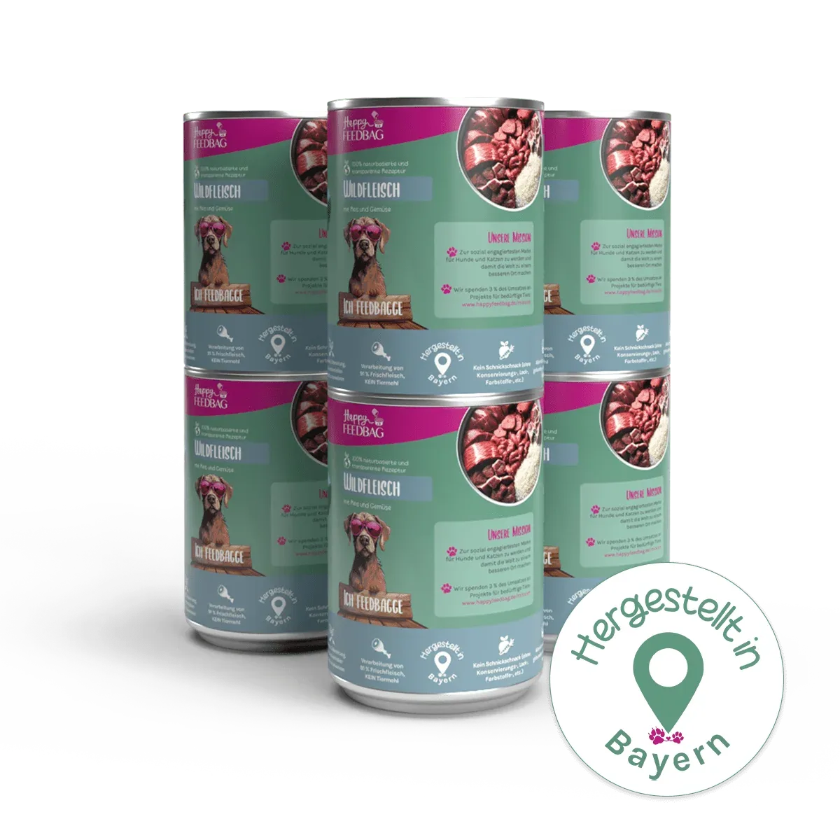 HappyFeedbag naturbasiertes Wildfleisch mit Gemüse und Reis