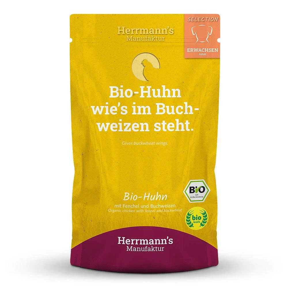 Herrmanns Hund Erwachsen Bio-Huhn, Fenchel, Zucchini, Buchweizen