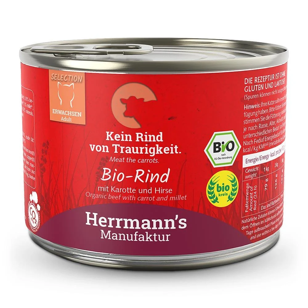 Herrmanns Katze Bio Rind, Karotte, Hirse