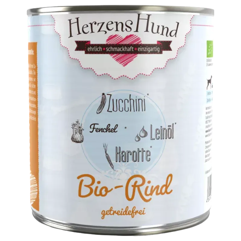 Herzenshund Bio-Rind mit Bio-Zucchini getreidefrei 800 g