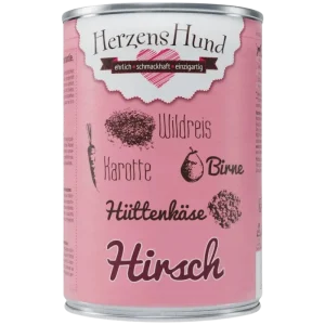 Herzenshund Hirsch mit Wildreis, Karotte, Birne, Hüttenkäse, Leinöl 400 g
