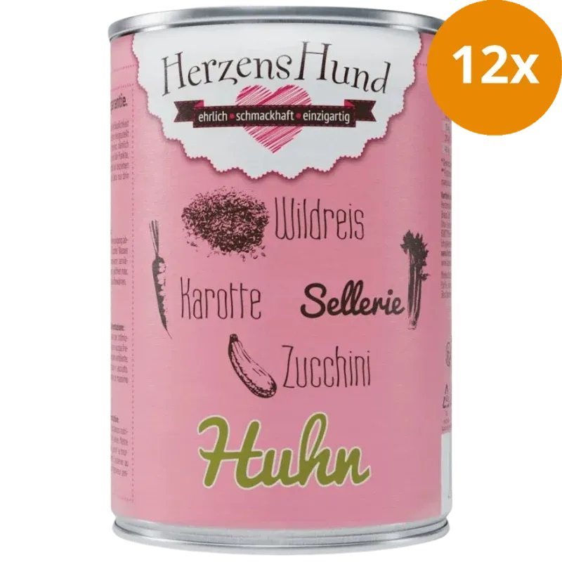 Herzenshund Huhn mit Wildreis, Karotte, Sellerie, Zucchini, Leinöl 400 g - Image 2