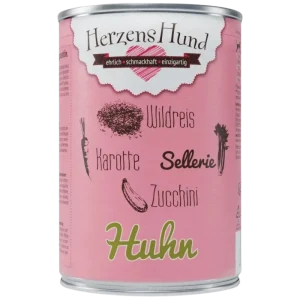 Herzenshund Huhn mit Wildreis, Karotte, Sellerie, Zucchini, Leinöl 400 g