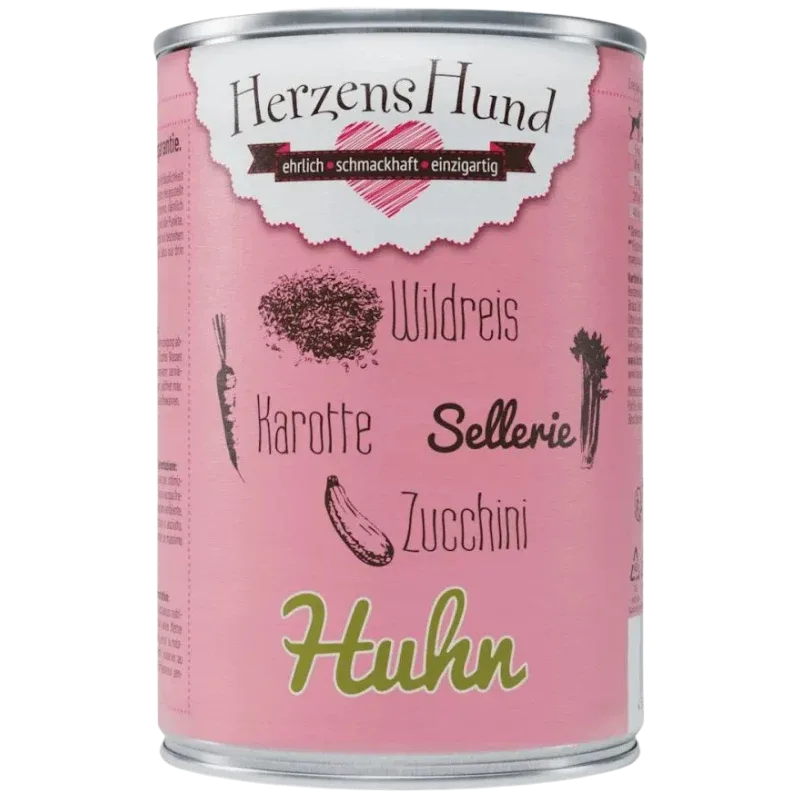Herzenshund Huhn mit Wildreis, Karotte, Sellerie, Zucchini, Leinöl 400 g