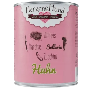 Herzenshund Huhn mit Wildreis, Karotte, Sellerie, Zucchini, Leinöl 800 g