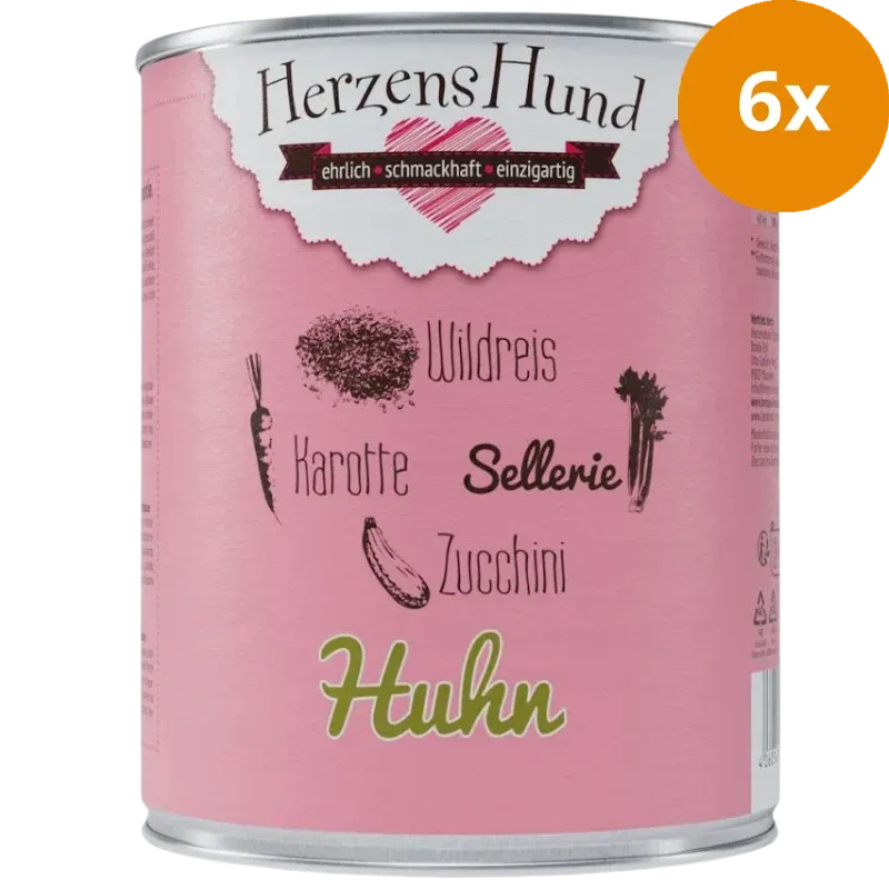 Herzenshund Huhn mit Wildreis, Karotte, Sellerie, Zucchini, Leinöl 800 g - Image 2