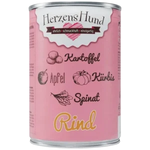 Herzenshund Rind mit Kartoffel, Kürbis, Apfel, Spinat, Leinöl 400 g